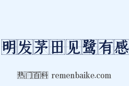 明发茅田见鹭有感是什么意思的图片